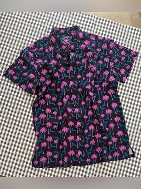 Men's Retro Rifle Rising Palm button down short sleeve shirt size L